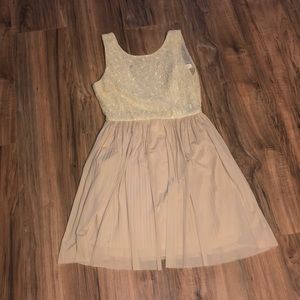 Cream pleated open back dress